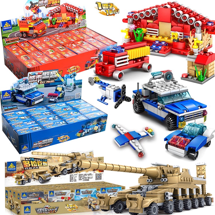 16in1 City Fire Station Building Blocks Set Truk Pemadam Kebakaran Pesawat Brinquedos Hobby Bricks Mainan Anak