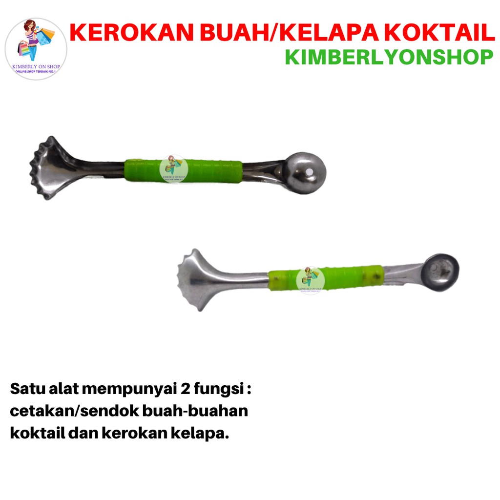 Kimberlyonshop Cetakan 2in1Buah Koktail Sendok Cocktail Kerokan Kelapa