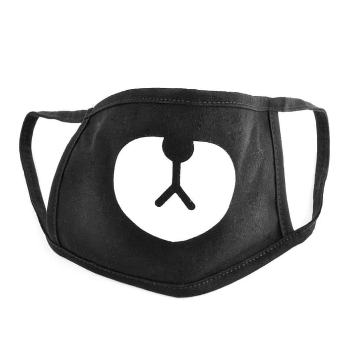 Masker Motor Line Brown Rilakkuma Anti Debu Bahan Katun Bisa Dicuci Reuse Mask Warna Hitam EXO Korea