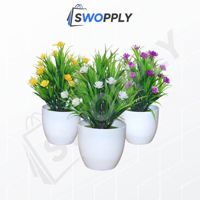 Swopply PT39 Pot Tanaman Hias Bunga Hias Plastik Ornamen Pot Bongsai Artificial Flower Decoration