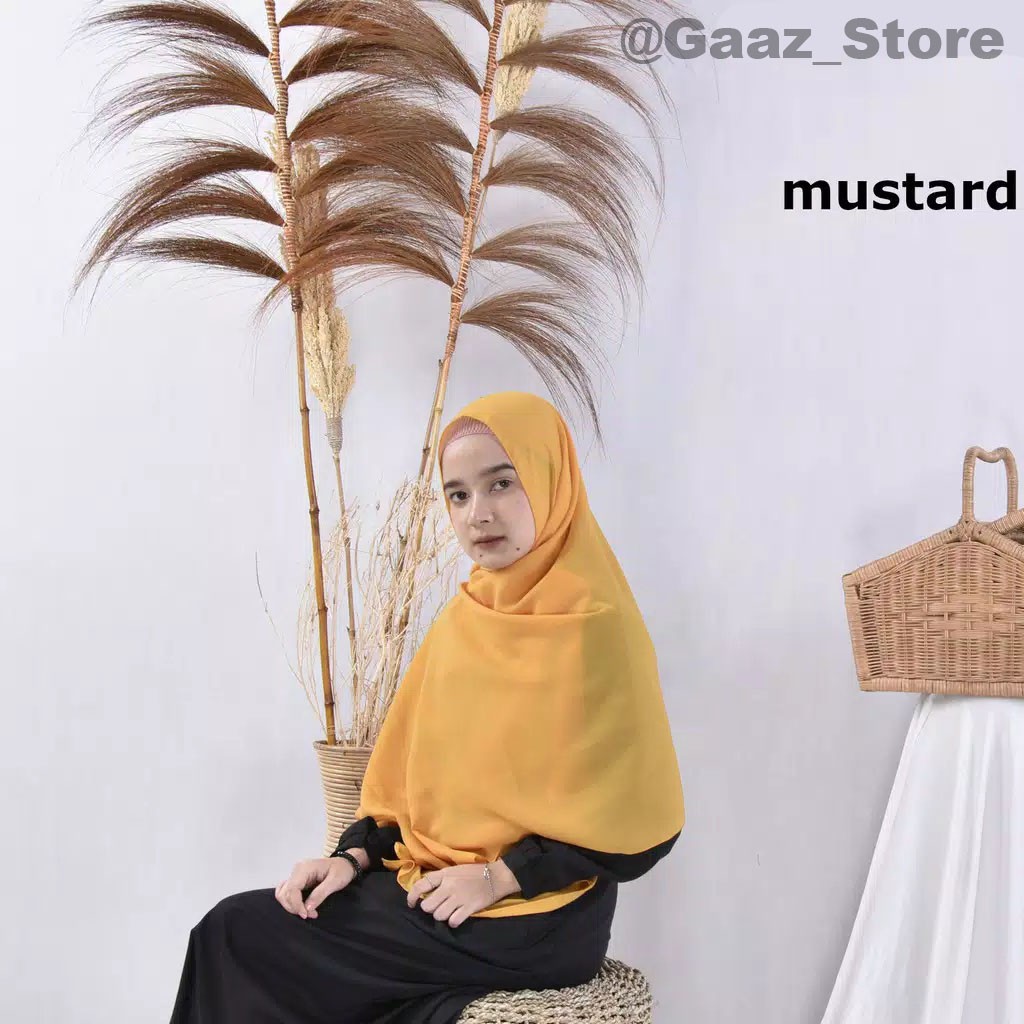 BELLA PASHMINA POLOS BAHAN POLYCOTTON HIJAB KERUDUNG JILBAB MURAH PREMIUM 75x180cm-Mustard
