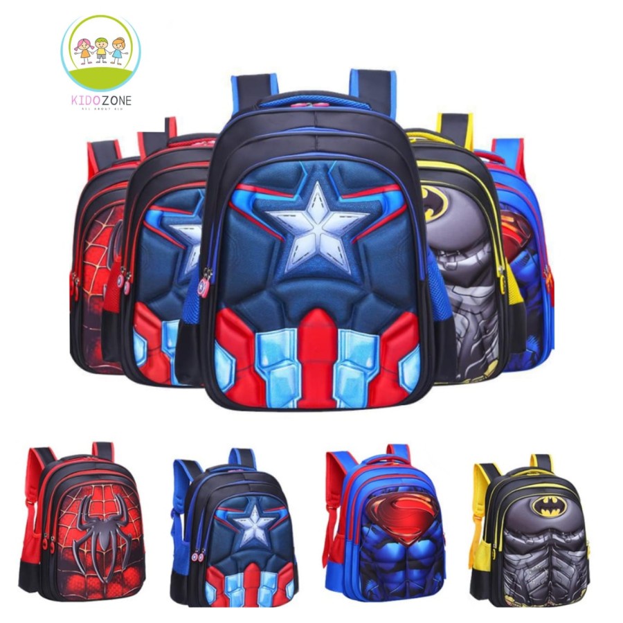 Tas Ransel Sekolah Anak Laki Laki Cowok Superhero Karakter TK SD PAUD TA0004