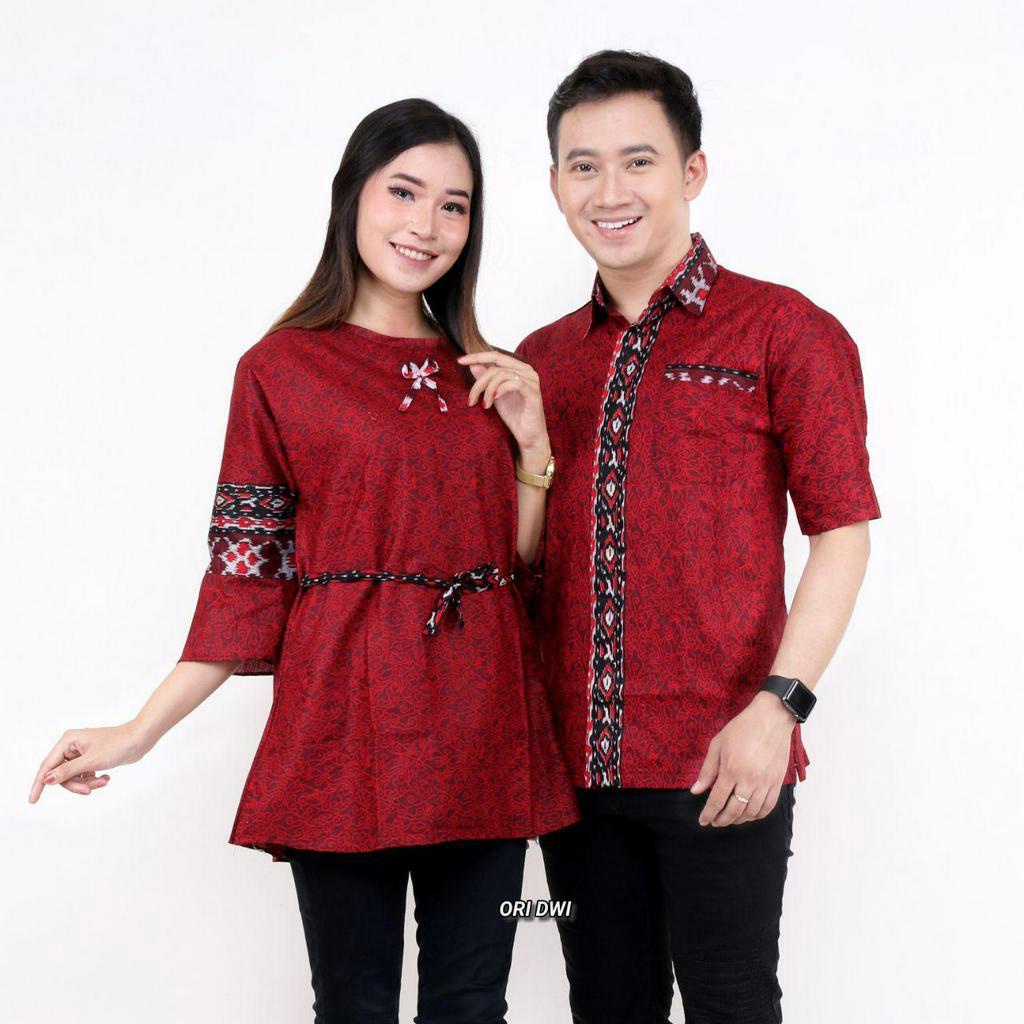 Batik Couple Atasan Blus Batik Kemeja Batik Pria Seragam Kantor Motif Mega Mendung