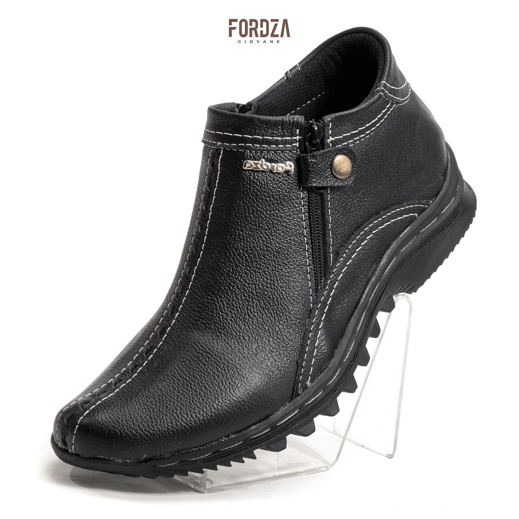 Sepatu Pria Boots Casual Kulit Asli Wing Double Zipper Original Hand Made T001