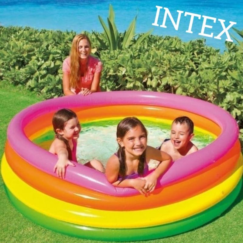 INTEX Kolam Renang Jumbo Rainbow Pool Mandi Air Pompa Angin Bola Anak