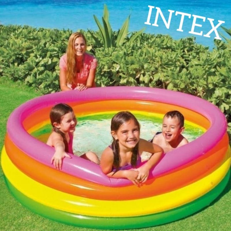 INTEX Kolam Renang Jumbo Rainbow Pool Mandi Air Pompa Angin Bola Anak