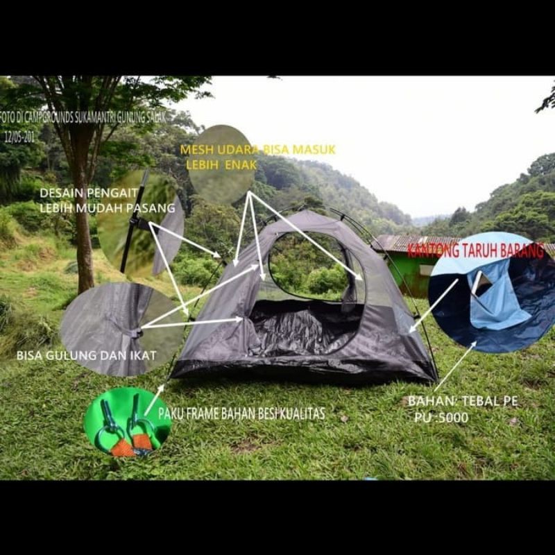 Tenda Dobel Layer Alas Terpal Murah /Compass Tenda Camping Untuk 4-5 Orang waterproof outdoor