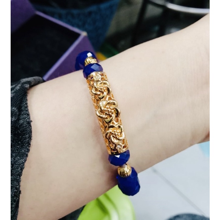 Gelang wanita// gelang kristal//kristal ceko asli//gelang lapis emas