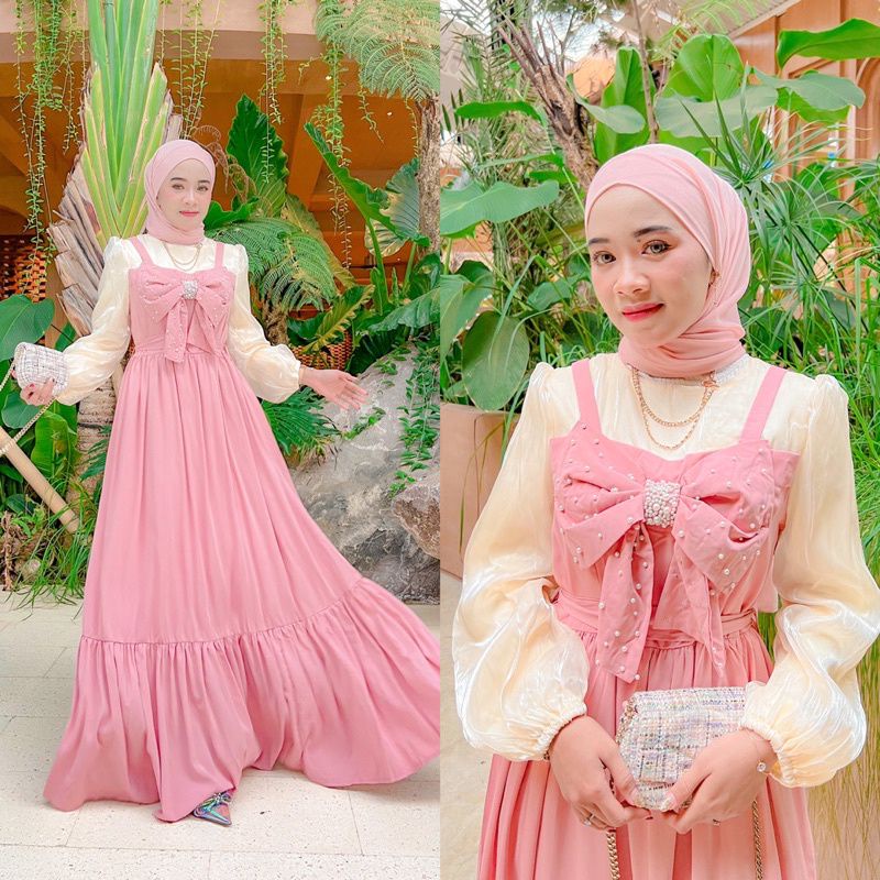 READY STOCK JECIA DRESS/GAMIS HERLIN MEWAH ORI BY VIVORIE/DRESS PITA HERLIN/DRESS LEBARAN MEWAH REAL