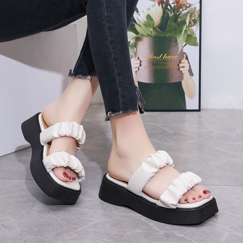 1071 Wedges Import Murah Sandal Wanita 3cm Sendal Flatshoes