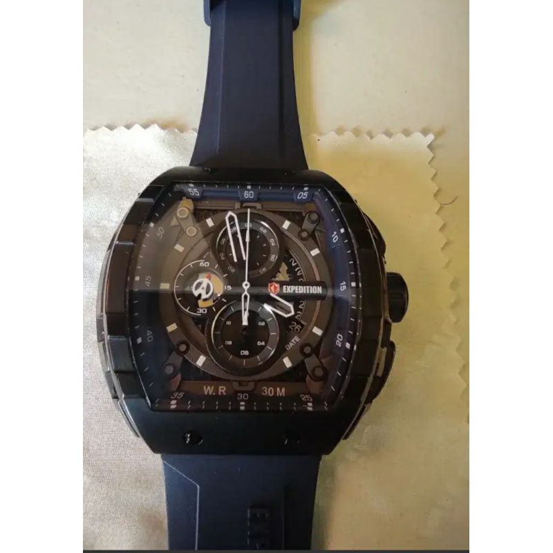 Jam tangan expedition e6782 silver black full pria original
