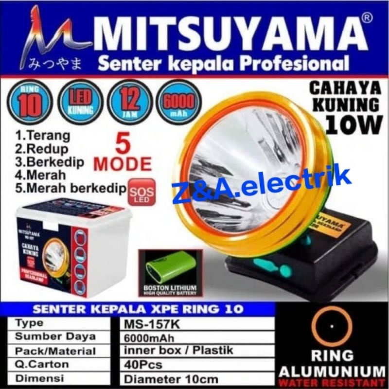 Senter Kepala Cahaya Kuning MS-157K / 10Watt / MITSUYAMA