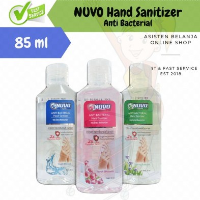 NUVO Hand Sanitizer Gel Pocket Size 85ml 85 ml Antibacterial Pembersih Tangan Cool Breeze Biru , Spring Nature Hijau , Fresh Blossom Pink