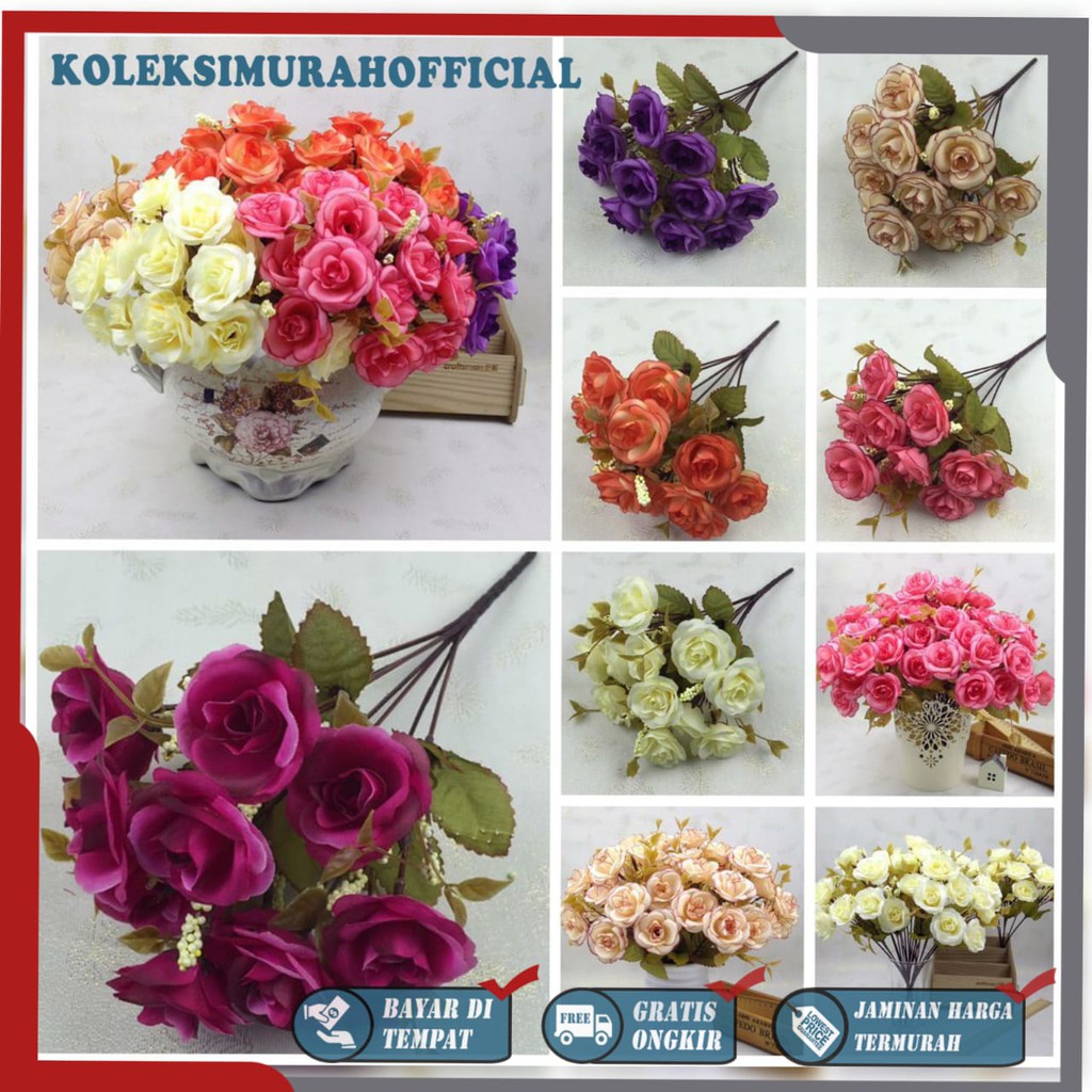 COD BUNGA MAWAR BUNGA TANGKAI PLASTIK BUNGA ARTIFISIAL BUNGA PAJANGAN BUNGA HIASAN BT9025