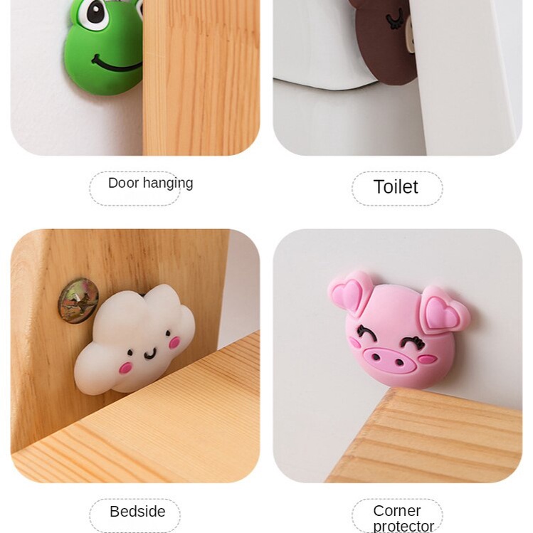 Cartoon Animals Silicone Rubber Noise Reduction Anti-collision Decoration Self Adhesive Door Stop Stopper / Cute Animals Wall Protector Shield Cushion for Door Handle / Guard Door Bumper Wall Protector Silencer / Anti-collision Stickers Decoration