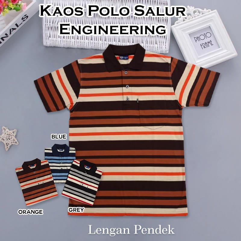 Noveli wear - Kaos kerah pria dewasa motip salur stripe saku lengan pendek 7881