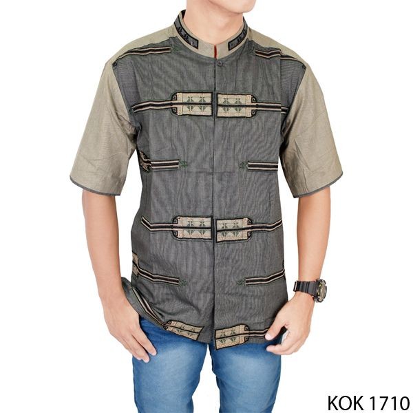 Baju Koko Lengan Pendek Katun Abu – KOK 1710