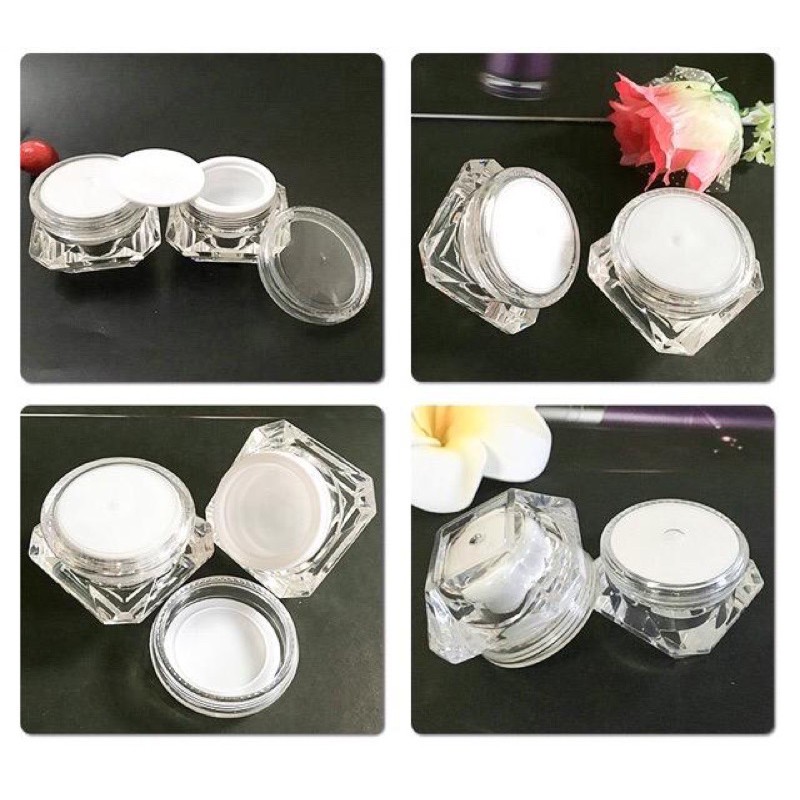 5gr Pot cream/krem dengan inner lid bentuk diamond kilap bahan tebal Premium Quality(D5)