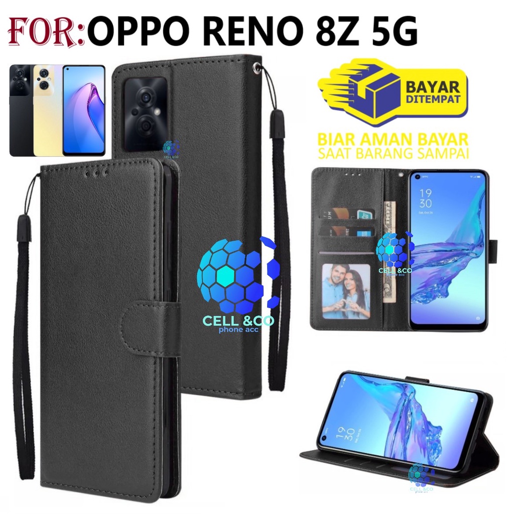 NEW OPPO RENO 8Z 5G 2022 TERBARU CASE FLIP WALLET LEATHER KULIT PREMIUM SARUNG BUKA TUTUP FLIP CASE OPPO RENO 8Z 5G