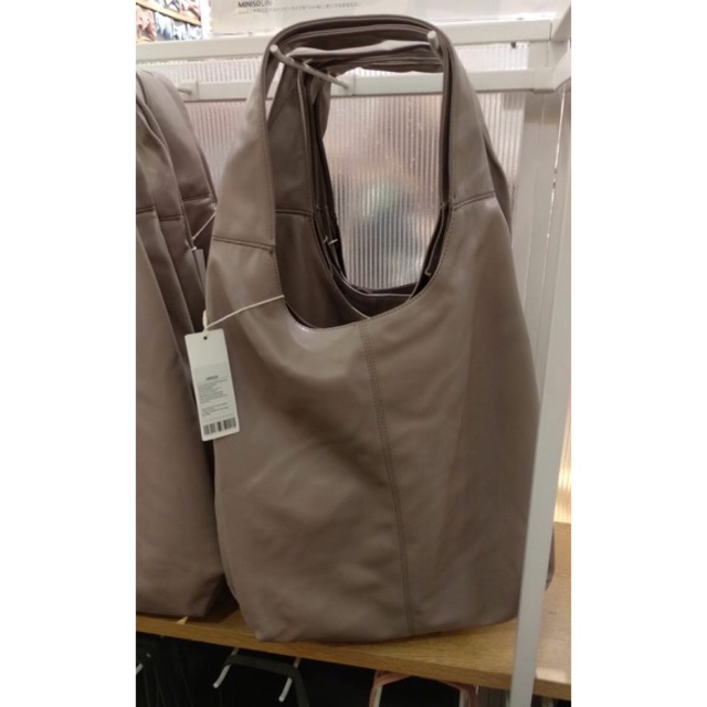 MINISO Large shoulder tote bag kulit. Tas miniso murah surabaya