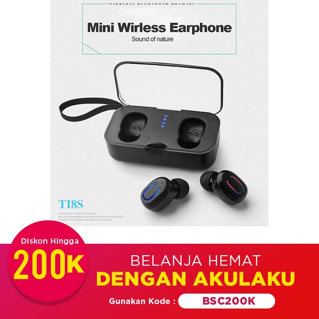 T18S TWS Mini Earphone Bluetooth 5.0 Bass Headset Wireless Stereo