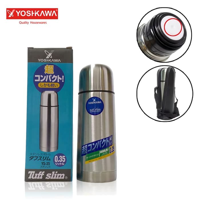 YOSHIKAWA Termos Peluru 350 ML Thermos Water Tuff Slim EVL-YS-35 Perak
