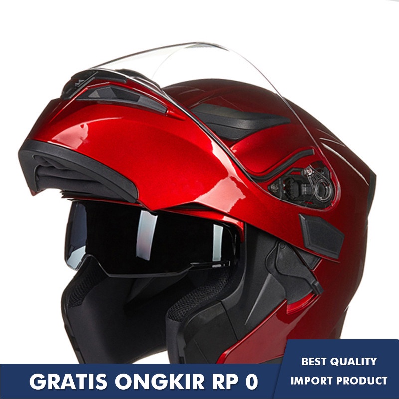 Helm Jiekai Penuh Cover Full Face Double Lensa Sepeda Motor Impor