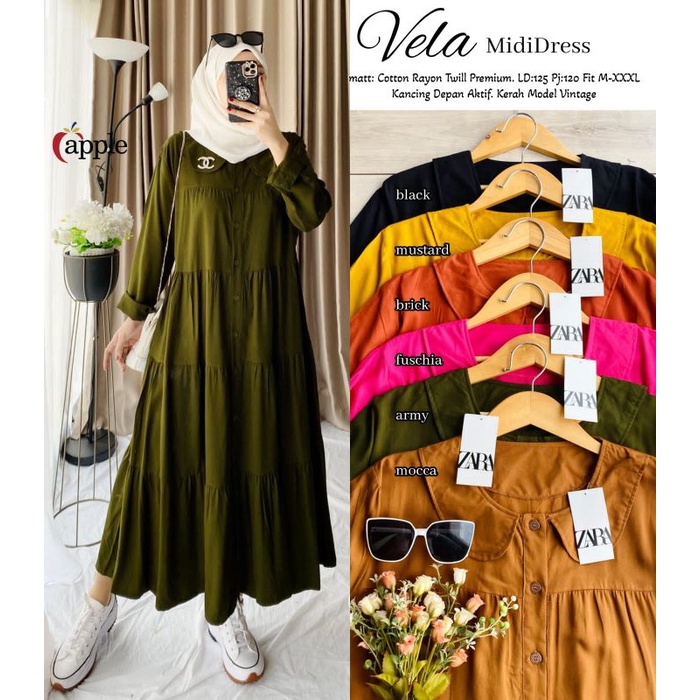 VELLA MIDI DRESS/MIDI CANTIK/MIDI KEKINIAN/MIDI POPULER/MIDI BAHAN ADEM LD JUMBO 125