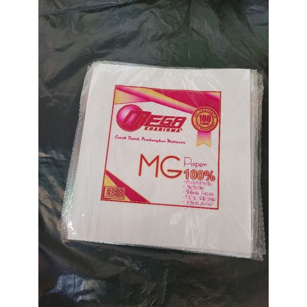 

kertas bungkus nasi MG paper 25x27cm isi : 100 lembar MEGA KHARISMA
