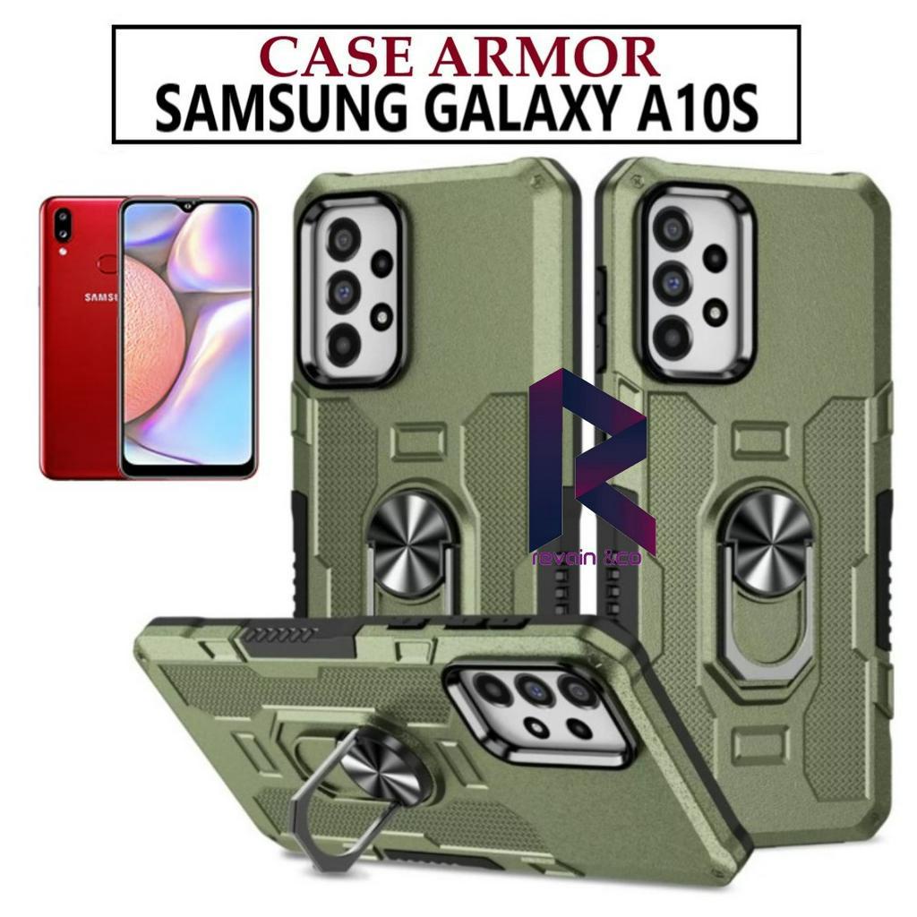 Case Armor SAMSUNG A10S Iring Cincin Magnetic Kesing Hp Protect kamera Premium Hard Case Standing Robot Pelindung Kamera