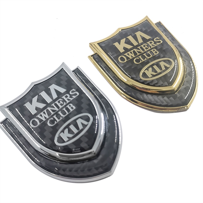 1pc Stiker Emblem Logo KIA Owners Club Bahan Metal Carbon Fiber Untuk Dekorasi Mobil