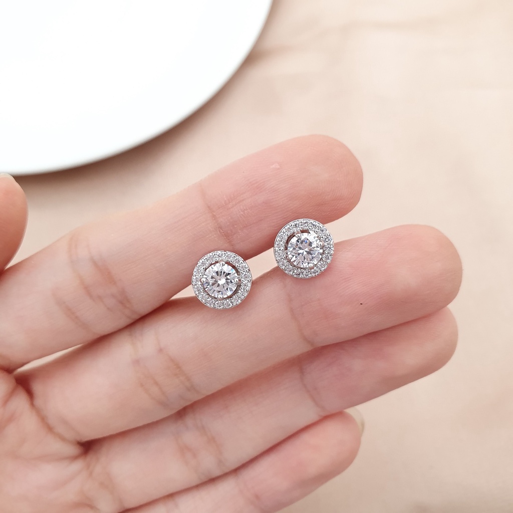 Anting Korea Pesta Tusuk Lapis Emas Putih Chelsea J9107-BIG 8MM - SILVER
