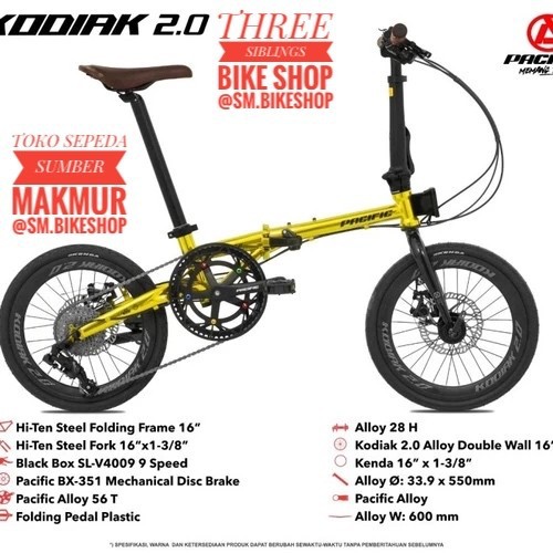 SEPEDA LIPAT PACIFIC KODIAK 2.0 GOLD CHROME 16 INCH