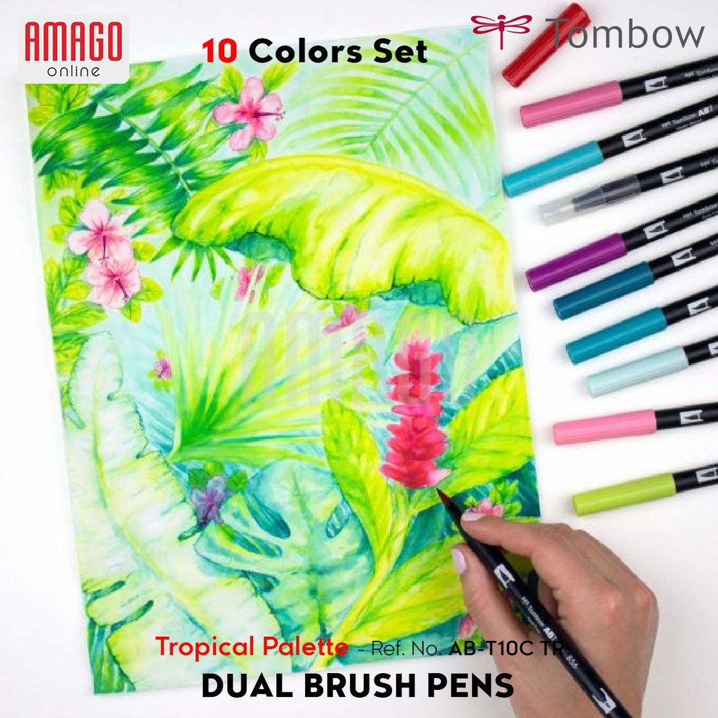 TOMBOW Dual Brush Pens - TROPICAL Palette of 10 colors - AB-T10C TR