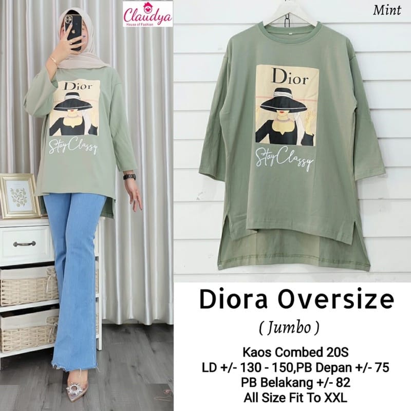 Baju Atasan Wanita Terbaru Diora Kaos Oversize Ld120 Blouse Wanita Bahan Combed Aplikasi Sablon