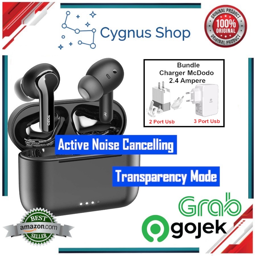 TOZO NC2 Hybrid ANC TWS Wireless Earbuds IPX6 Bluetooth 5.2 Earphones