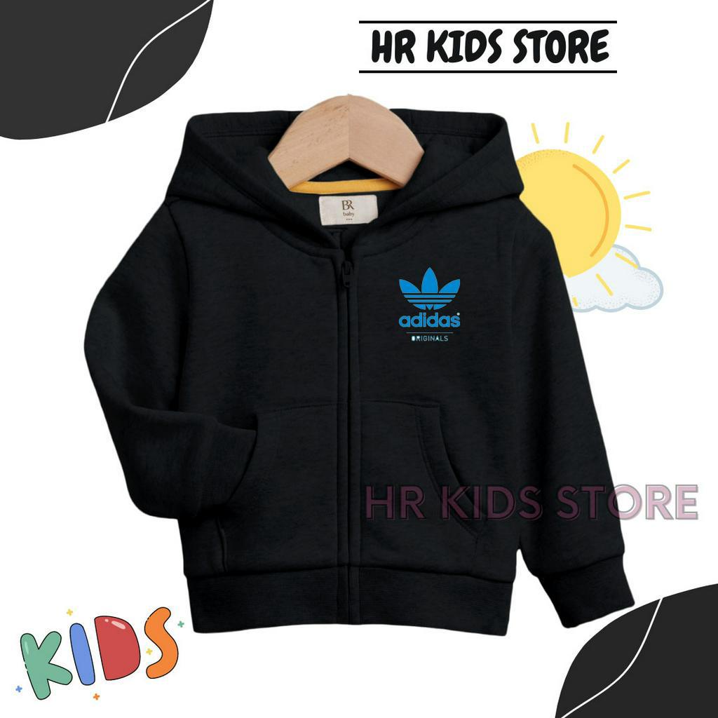 jaket sweater hoodie anak laki laki perempuan model zipper adidas umur 2-12 tahun