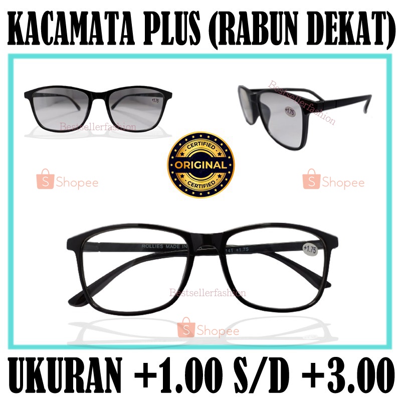 Kacamata Baca Plus (+) Pria Wanita +1.00s/d +3.00 Kacamata Plus Kacamata Rabun Dekat Reading Glasses