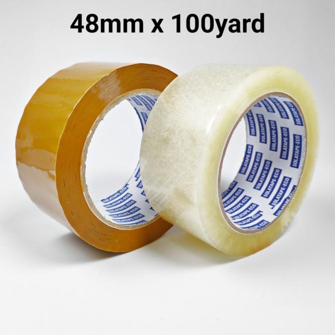 

] Lakban Solatape Bening Cokelat OPP Packing Tape 2inch 48 mm x 100 yard