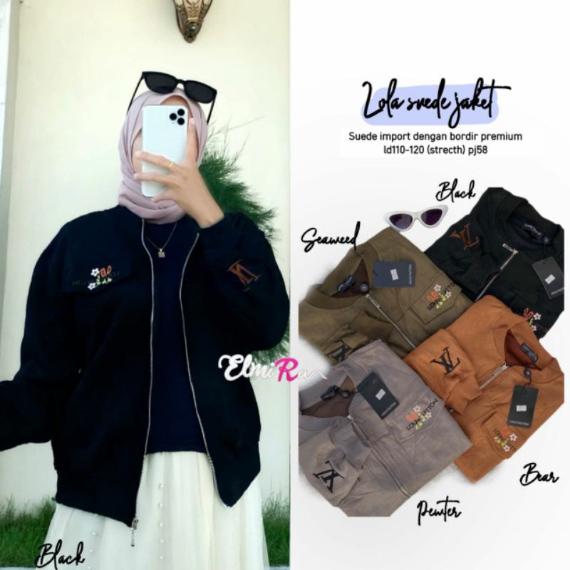 Lala Gaga Suede Hoodie Jaket Suede Import Wanita Jacket Wanita Jumbo Jaket Suede Jaket Suede Wanita