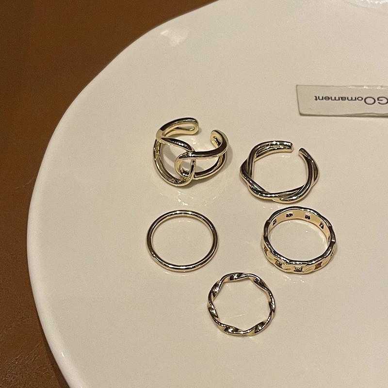 5pcs / Set Cincin Emas Untuk Aksesoris Perhiasan Wanita