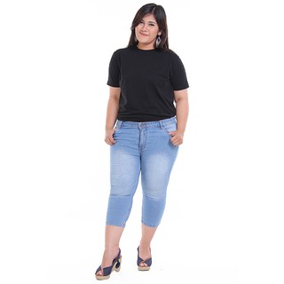  CELANA  PENDEK JUMBO WANITA  GEMUK  SANTAI JEANS NAVY BIG 