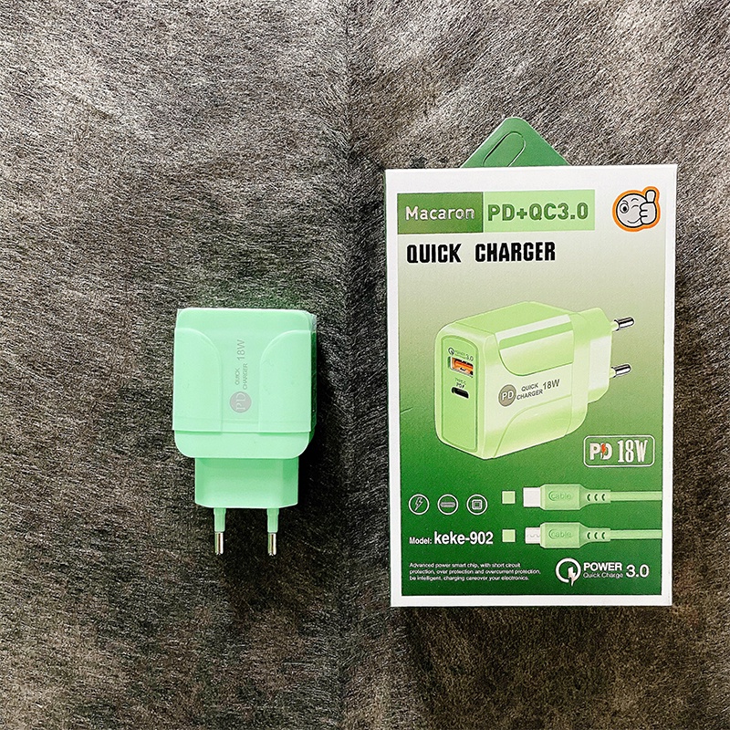 【CA020】Skyhigh Charger 65W Macaron Travel Adaptor Colokan USB +PD Port 5G QC3.0 Quick Charging Micro Cable