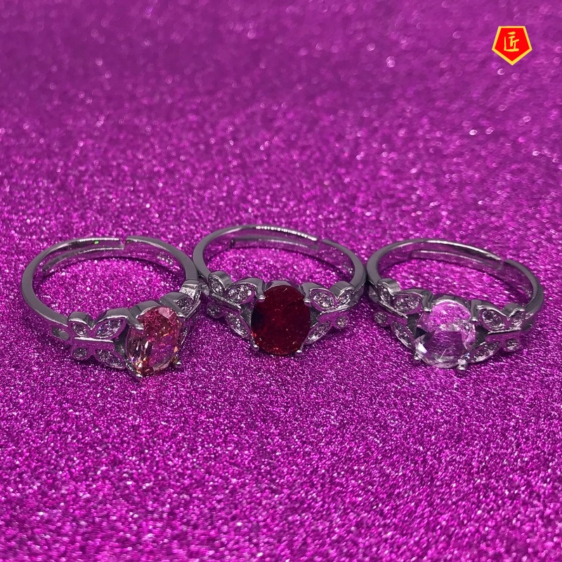 [Ready Stock]Ruby Butterfly Ring Female Korean Fashion High-End