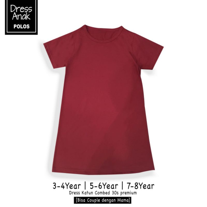 PROMO!!DRESS POLOS ANAK MAROON PEREMPUAN KATUN M L XL