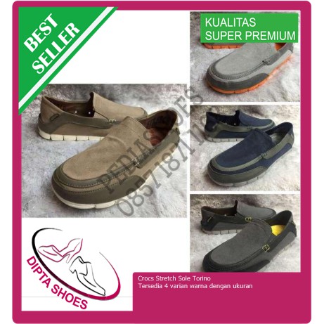 (GARANSI TERMURAH) Sepatu Pria Crocs Stretch Sole Torino Original