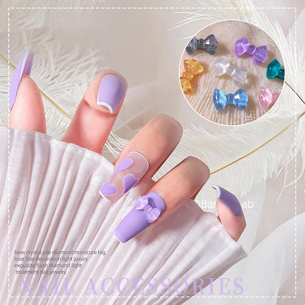 Mxbeauty Ikatan Simpul Dekorasi Nail Art 3D Permen Warna Resin Halus Manicure Aksesoris