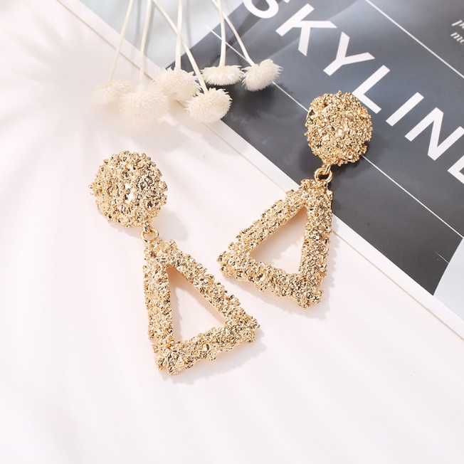 Anting Segitiga Korea Hijab Muslim Jilbab Earrings Wanita Fashion Vintage Women Cantik Triangle Metal Model Tusuk