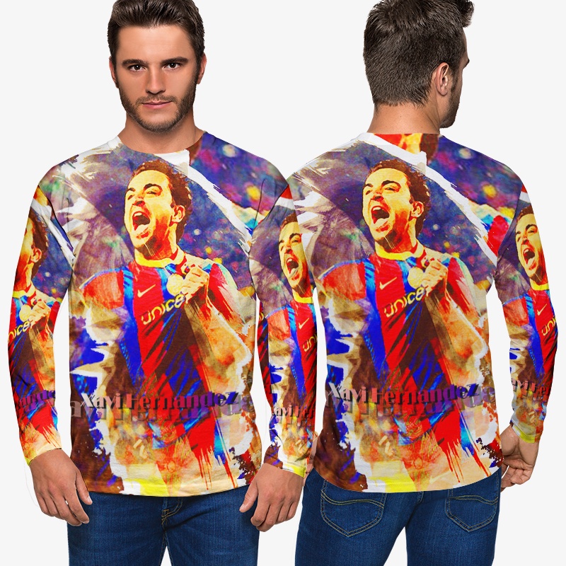 Kaos Pria Xavi Hernandez Tshirt Bahan Polyester Jersey Casual Style Fashionable Unisex Tees