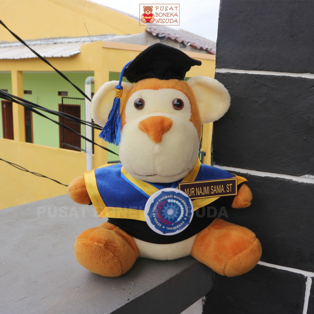 Boneka Wisuda Monkey Pria Cowo Cute Monyet Kera Kado Wisuda Hadiah Sidang skripsi Murah Laki laki